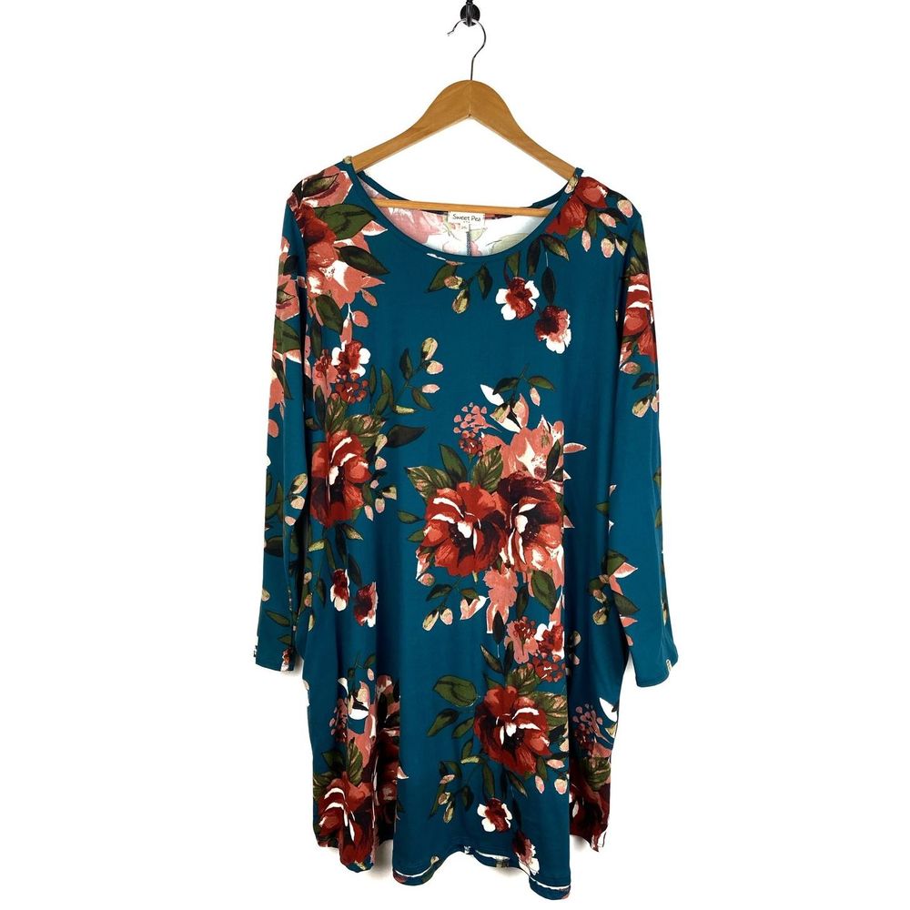 NWT Sweet Pea Floral Long Sleeve Dress 2X